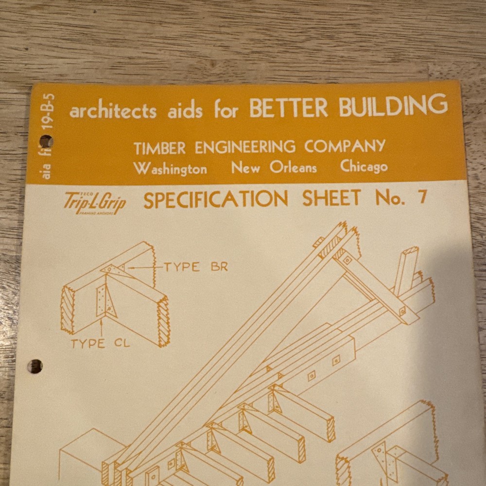 1950 Timber Engineering Co. Trip-L-Grip Specifications Sheet No. 7