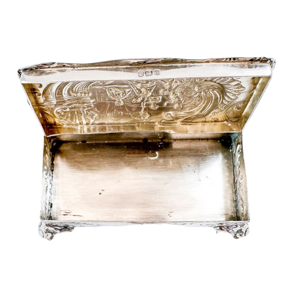 19th C Neoclassical imported Hanau 930 silver miniature table trinket ring box