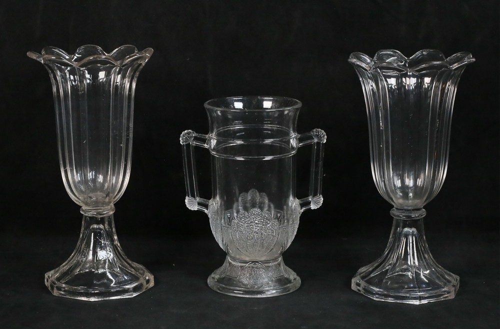 3 Pieces Pressed Glass