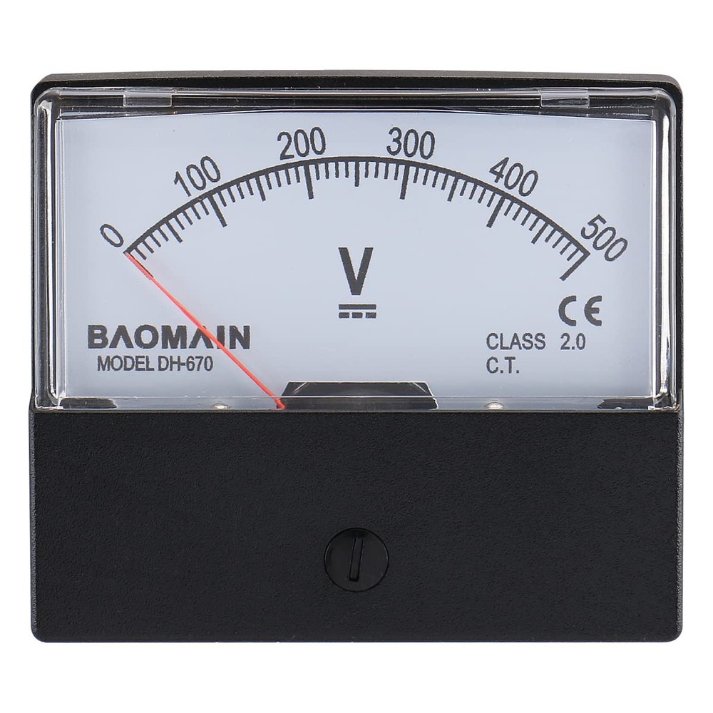 Baomain Voltmeter DH-670 DC 0-500V Rectangular Class 2.5 Analog Panel Volt Vo...
