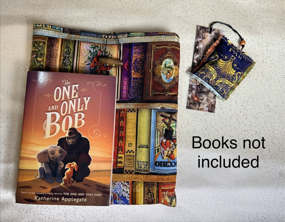 Handmade Fabric book cover with button closure With Bookmark Size Large