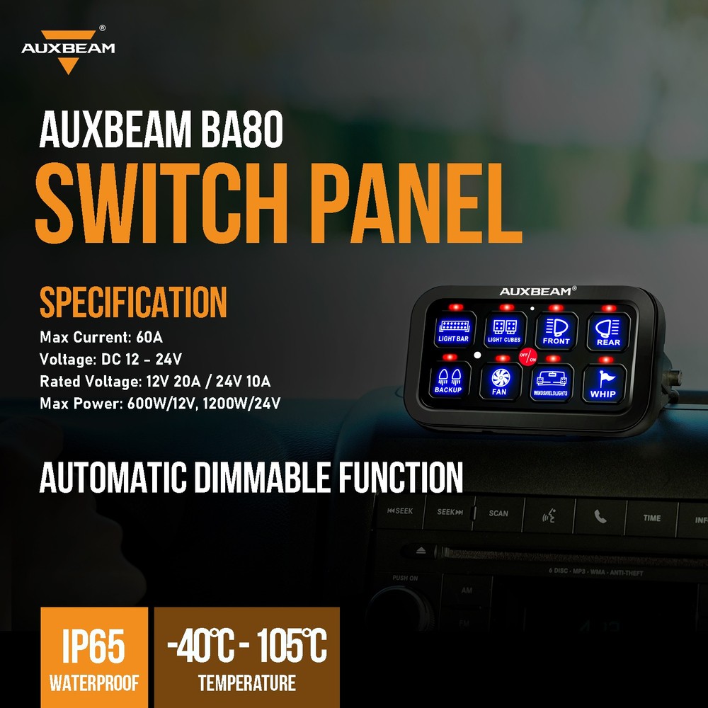 Auxbeam 8 Gang Switch Panel On-Off Control & Silicone Case For Can-Am Maverick