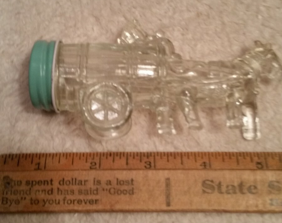 2 Candy Container Vintage Train Engine Unopened barrel donkey lid clear glass
