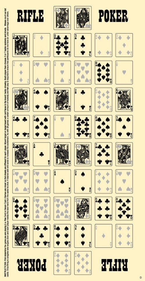 Rifle / Poker Target Game (50) -Small- Dual Sided Print