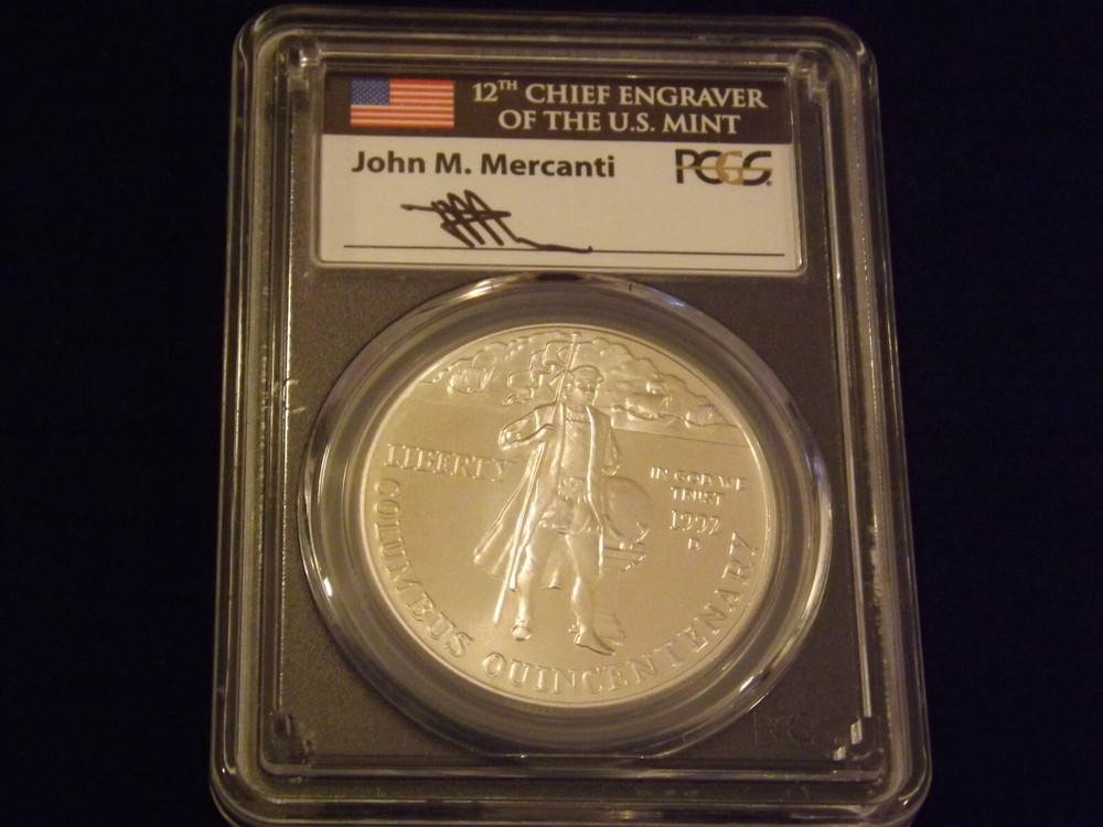 1992-D    $1   COLUMBUS     Mercanti label    PCGS   MS 70