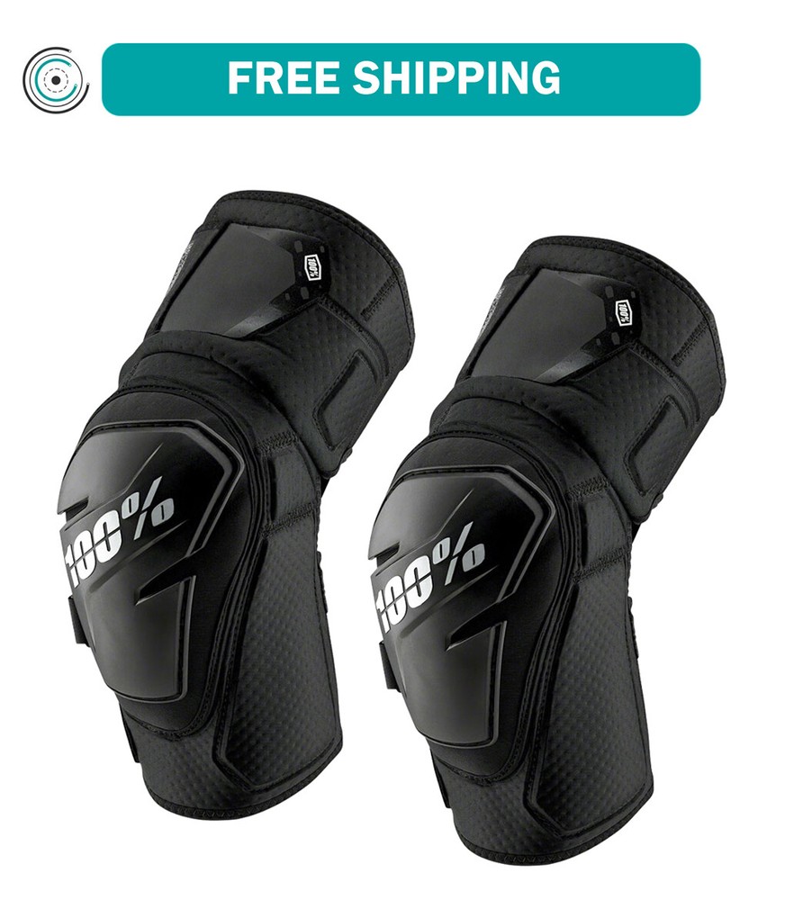 100% Fortis Knee Guards - Black, Large/X-Large Embossed Ventilated Padding