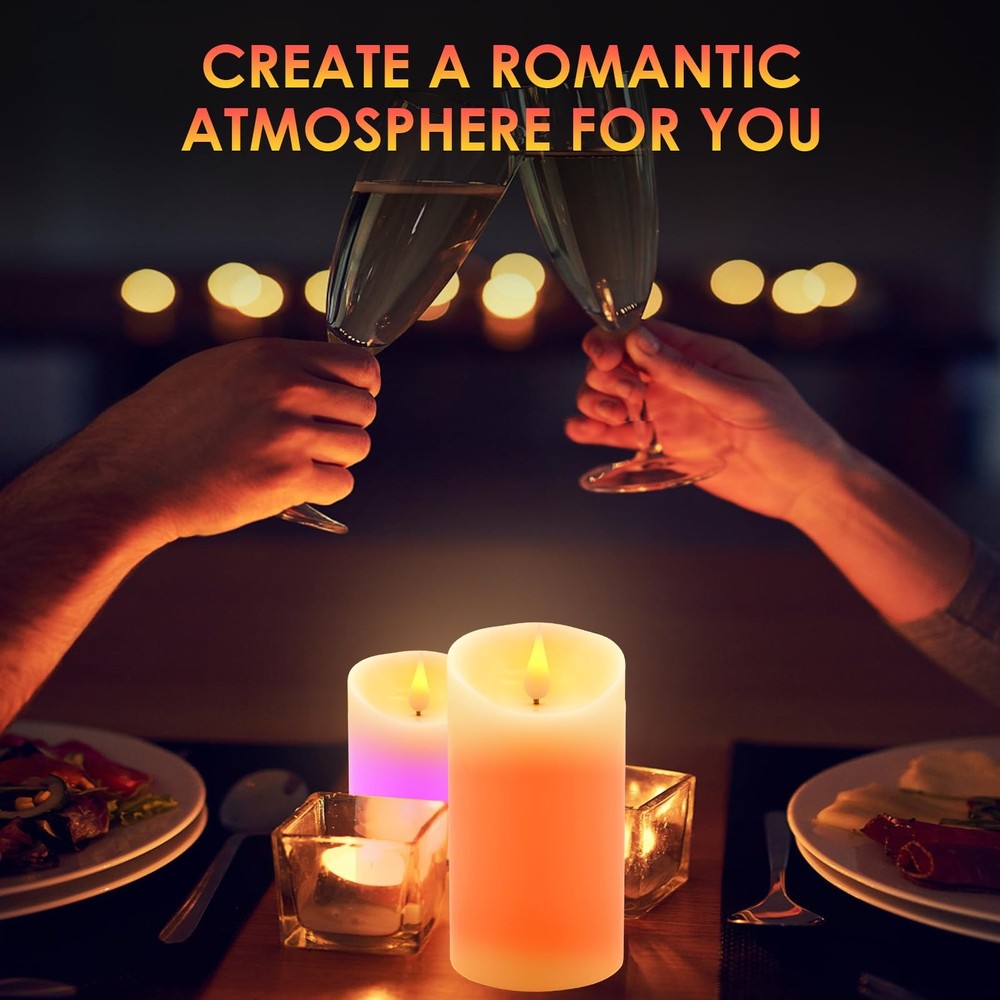 Flameless Led Candles Light, Aled Light 3 Pack Warm White Plus Multico