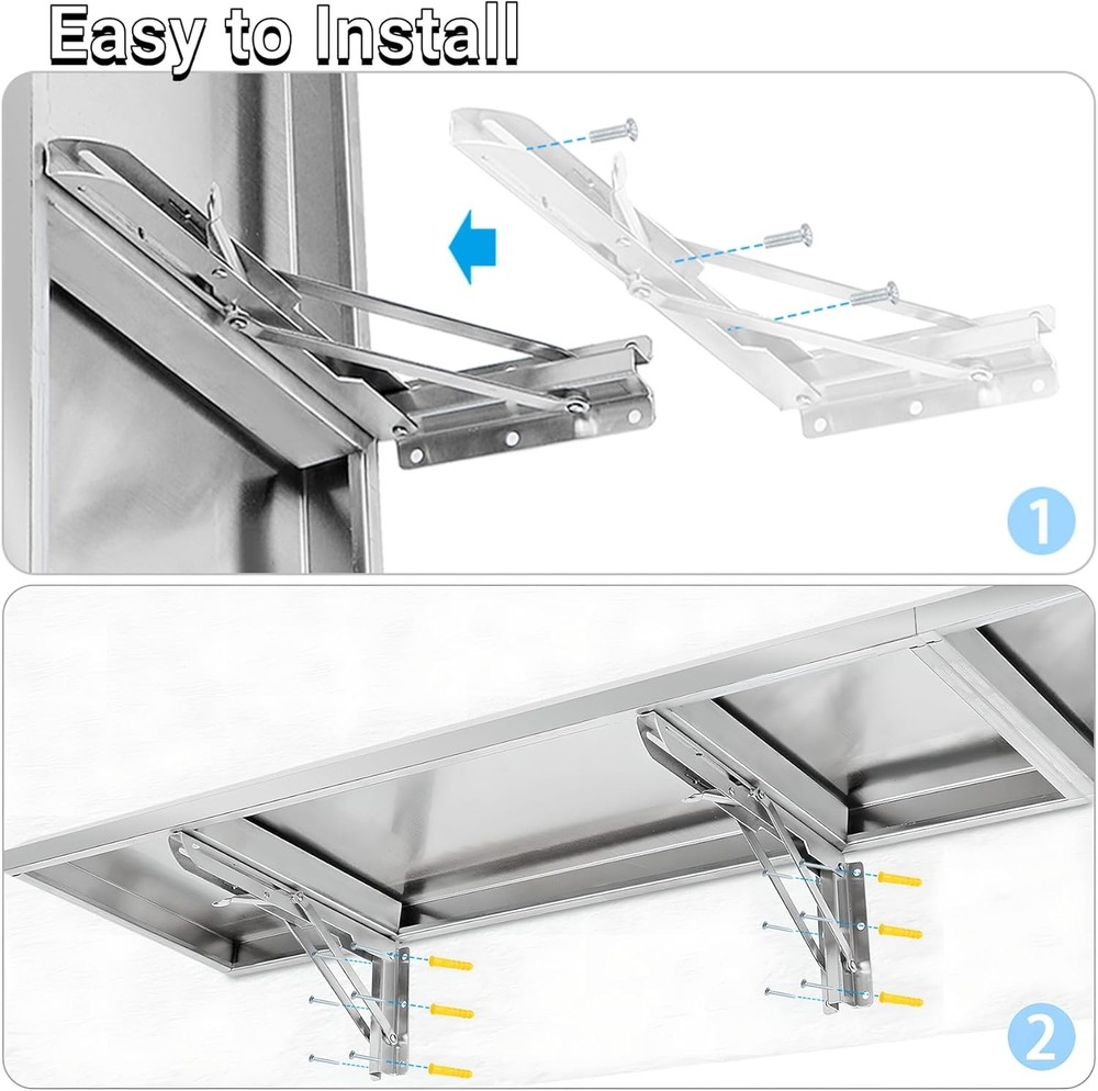 Folding Concession Shelf 72" x 12", Drop Down Concession Serving Window, Stai...