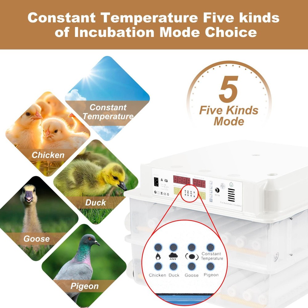 New Automatic 120 Eggs Incubator Temperature Control Digital Chicken Egg Hatcher