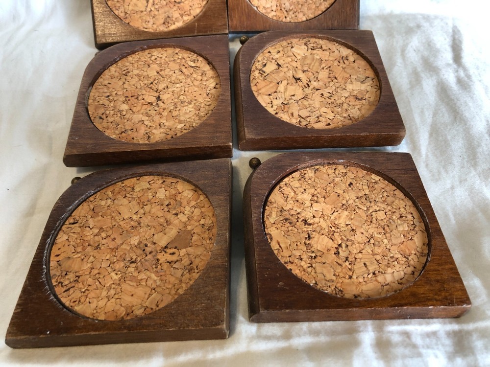 Coasters 6pc set with holder Vintage