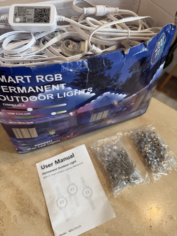200FT Permanent Outdoor RGB String Lights, Waterproof App Control ONLY! Dimmable
