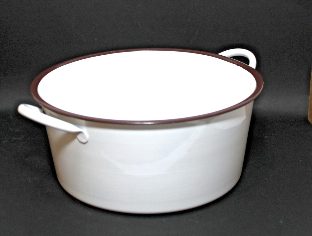 White Enamelware Colander Pan Round with Handles Magnolia Bakery