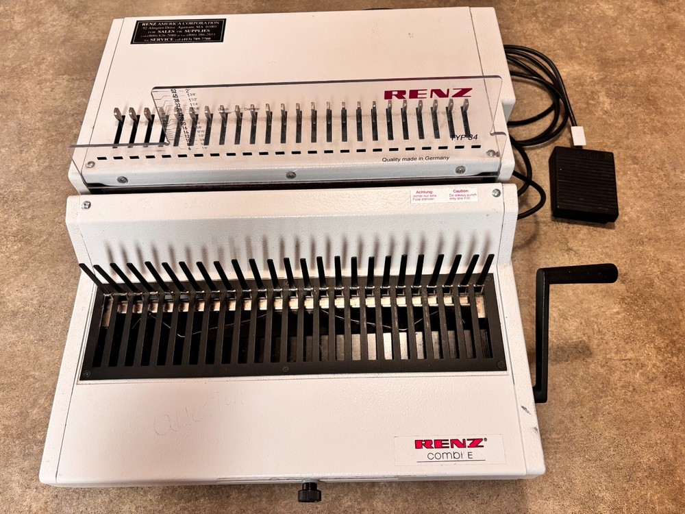RENZ Combi E TYP34 Plastic Comb Binding Machine 110 Volt-Heavy Duty-Works Great!