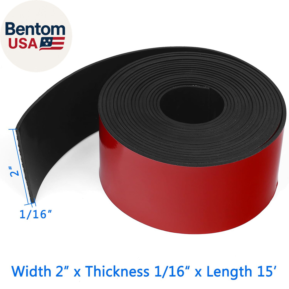 Adhesive Solid Rubber Strips, 2" Wide X 1/16" Thick X 180" Long Self Stick Black