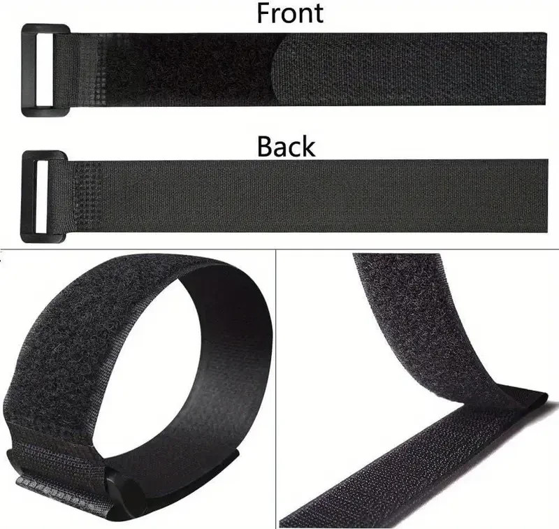 12" BLACK, HOOK & LOOP CABLE TIES NYLON STRAPS - 5 PACKS