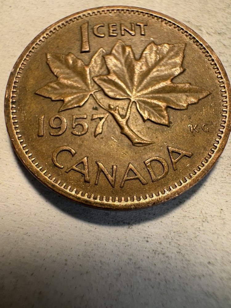 1957 Canadian Leaf Penny