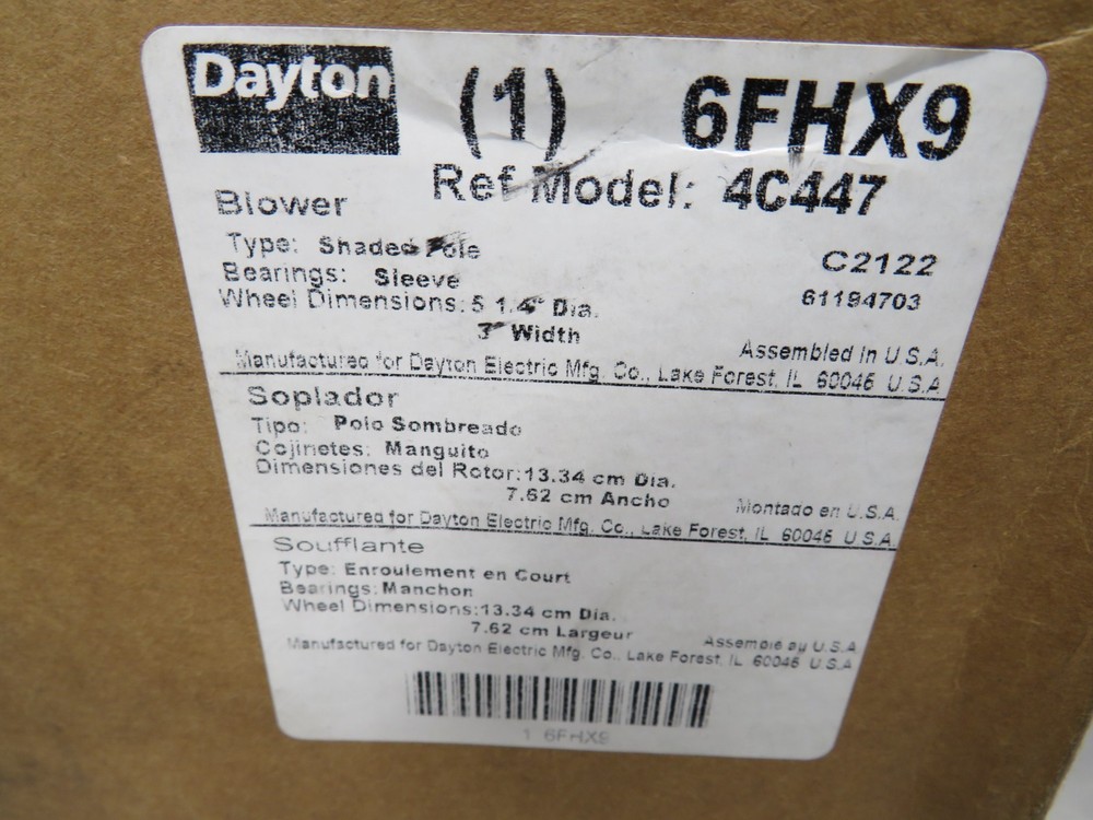 Dayton 6FHX9 Blower