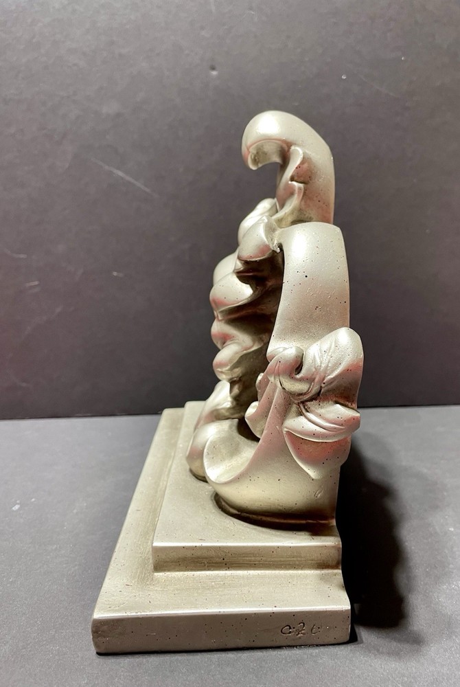 C2C Designs Decorative Resin Bookend Leaf/Scroll Design Blk Base Heavy