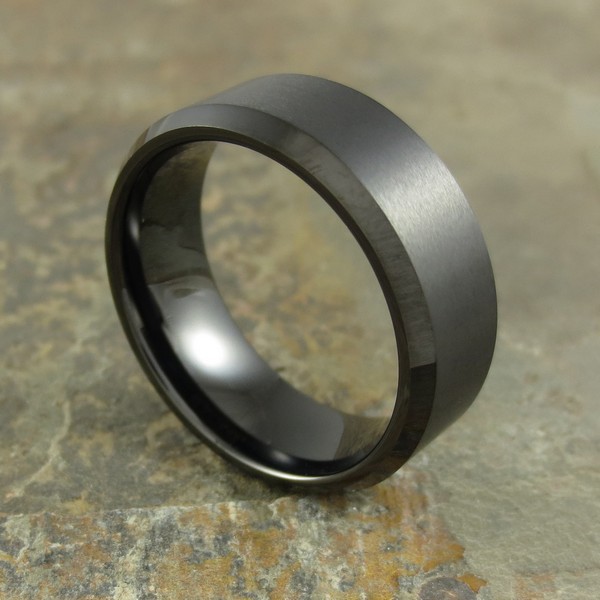 8 MM Men's Brushed Black Tungsten Ring   #48