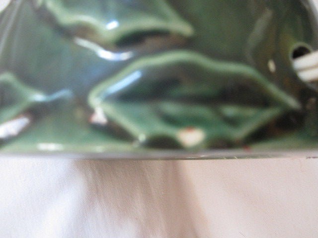 Vintage Green Ceramic Christmas Tree with Light Bulb Base