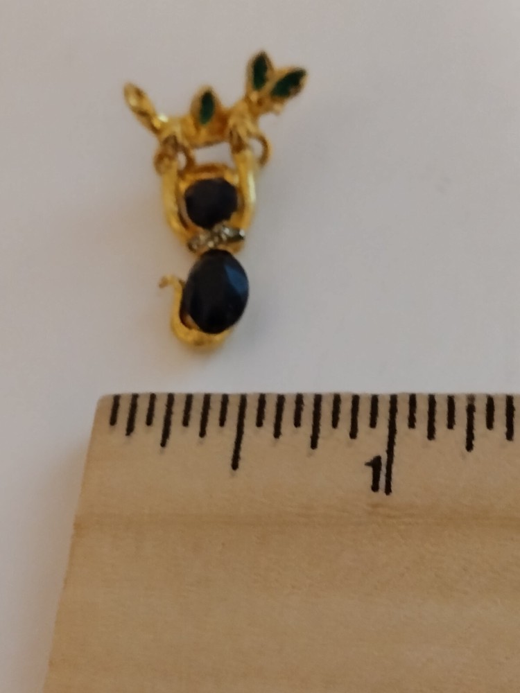 Sparkling Black Cat Angel Gold Tack Pin