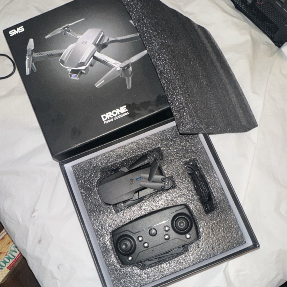 SMS Foldable Electric Quadcopter Drone Black Plastic with Controller