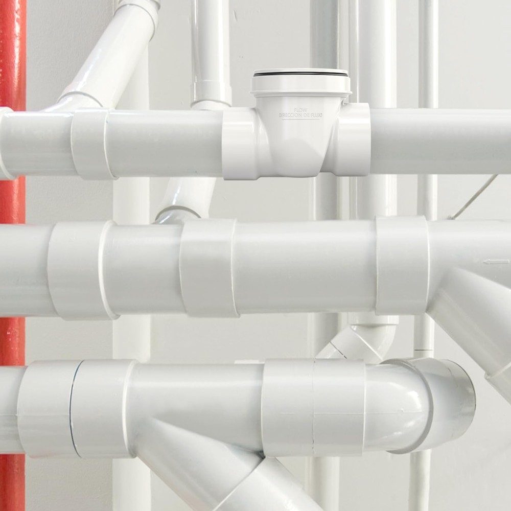 GASHER 4" PVC Backflow Preventer Valve, Sewer Check Back Flow 3 Inch, White