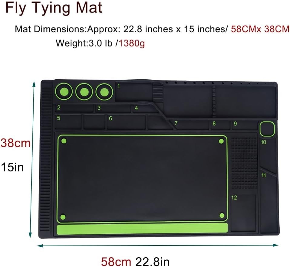 Magnetic Silicone Fly Tying Mat, Storage Tools and Hooks,Tying Material and B...