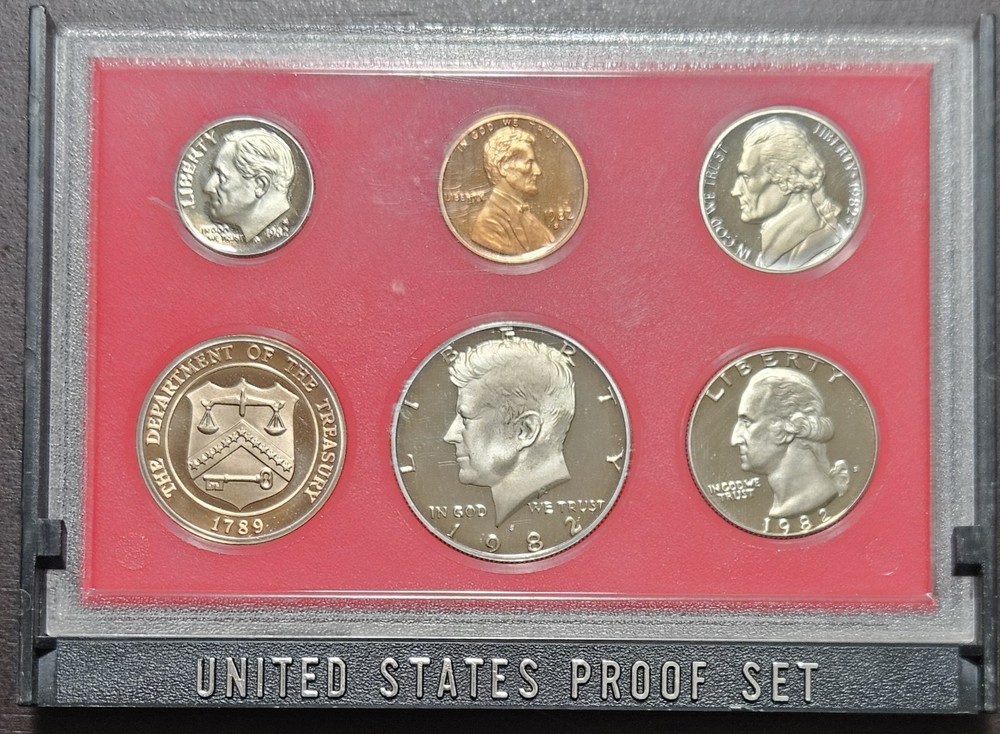 1982 S Proof Set 5 Coin Set In Original Mint Issue Box