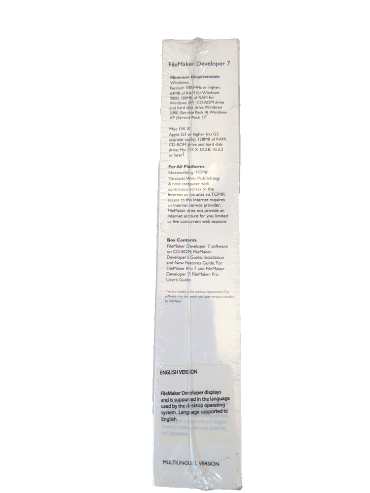 FileMaker Developer 7 Retail Full Version Windows Mac Original CD w/ License Key