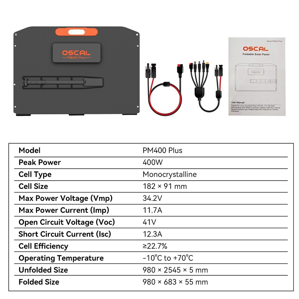 Blackview OSCAL PM400 Plus 400W Foldable Solar Panel for Power Station Camping
