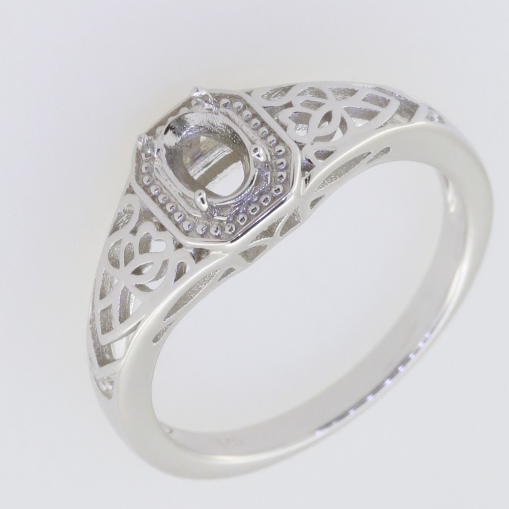 Sterling Silver Semi Mount Ring Setting Oval OV 6x4mm