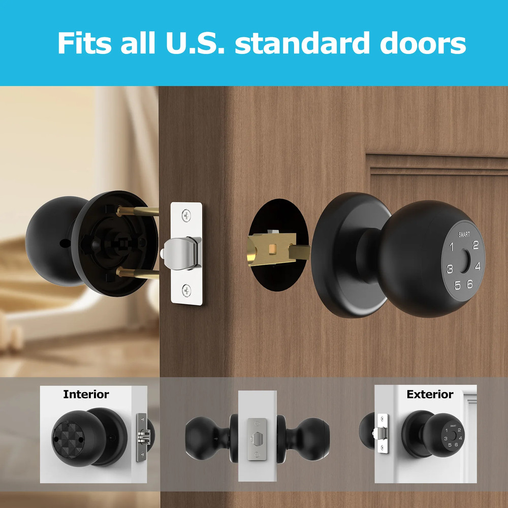 New Smart Door Lock Fingerprint App Passcode Touchscreen Handle FastShipping