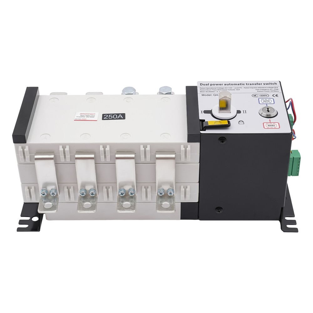 Transfer Switch 250A 4-Poles AC 110V Grid to Generator Industrial Automatic
