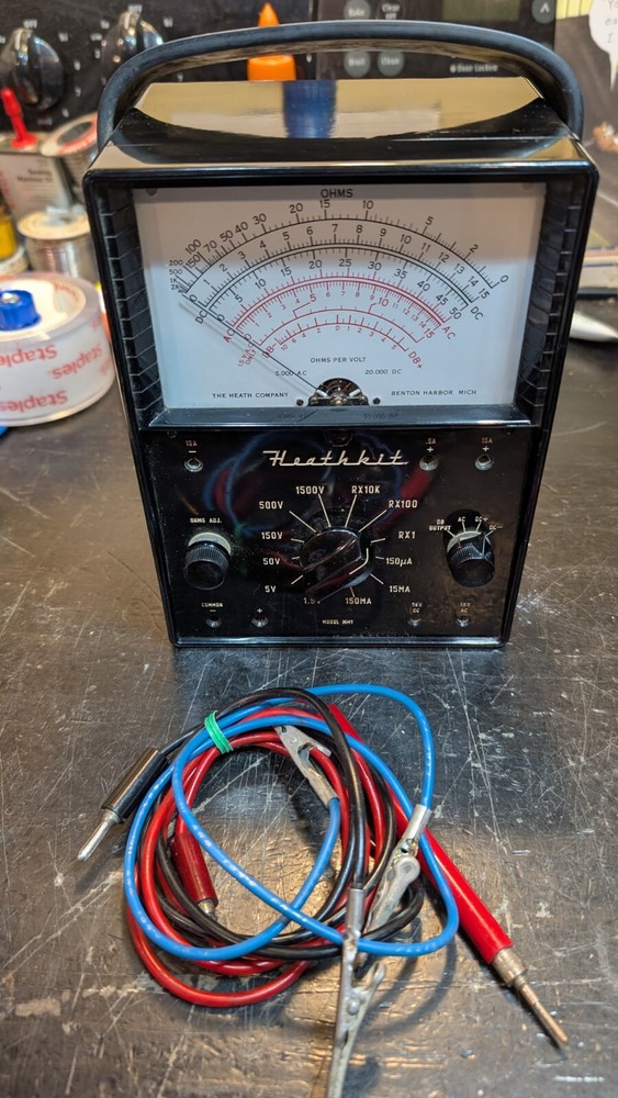 Heathkit Model MM1 Multi Meter Volt Ohm w Red & Black Leads