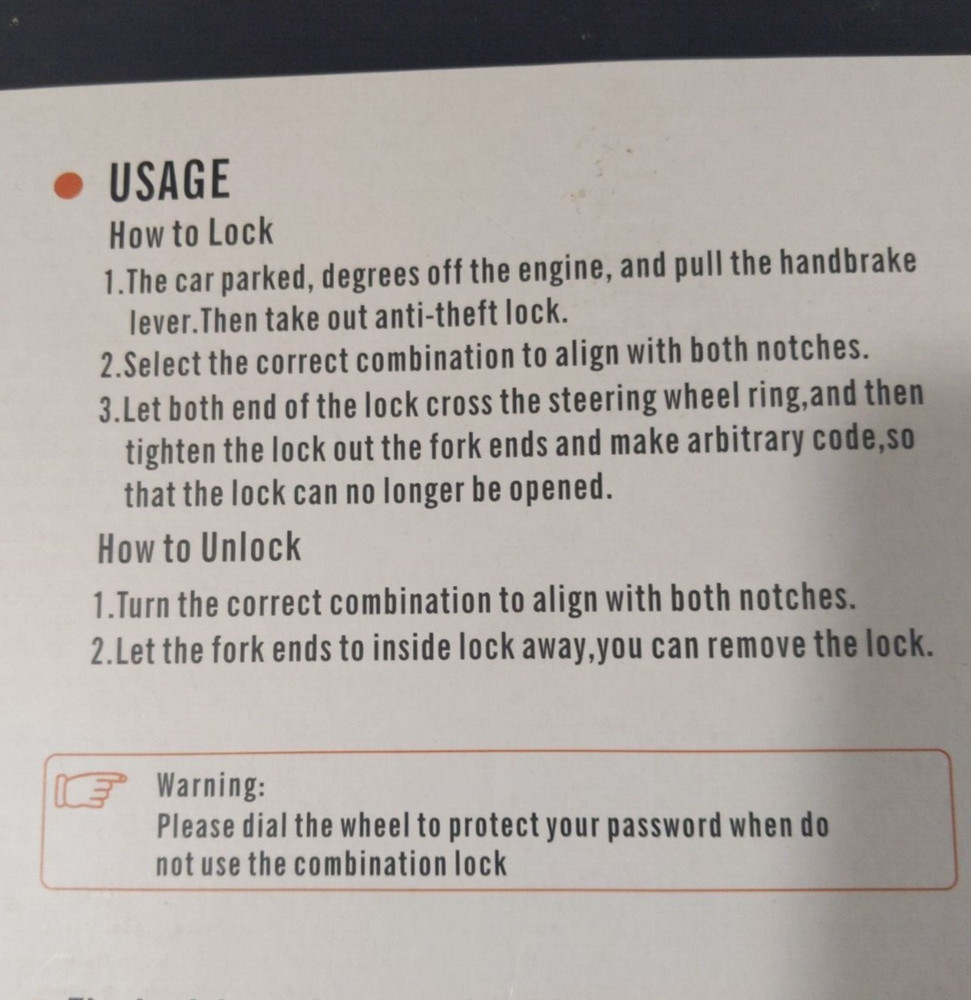 Steering wheel lock combination lock five digit combination lock / ANTI LOCK 🔐