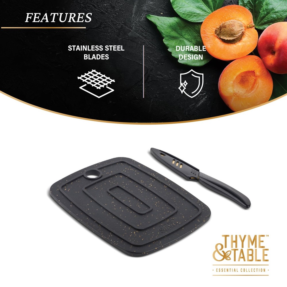 Thyme & Table Bar Board with Knife, 2-Piece Set
