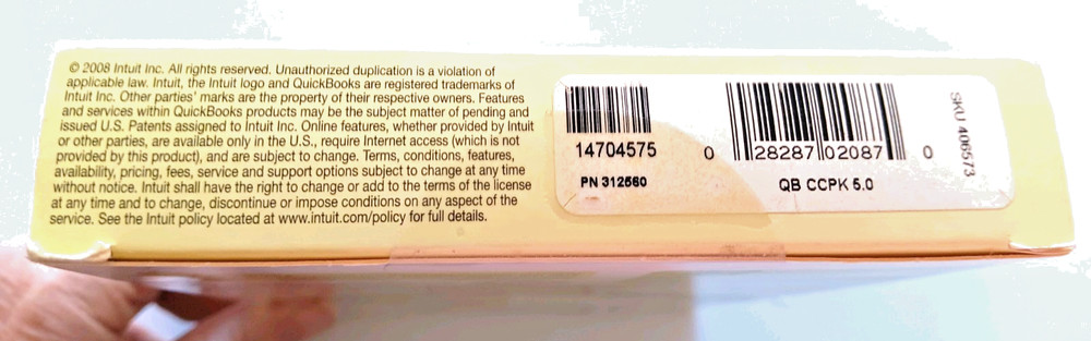 Intuit Credit Card Processing Kit 2008 opened Quick Books