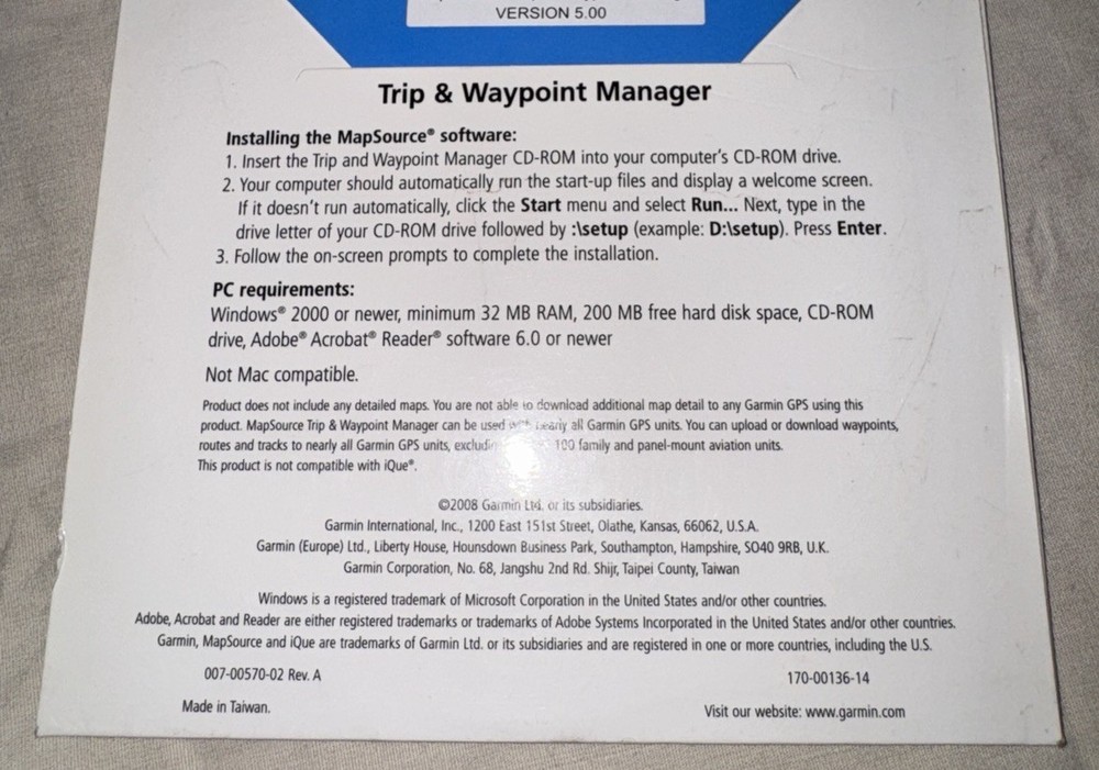 Farmin Map source CDROM Trip Waypoint Manager