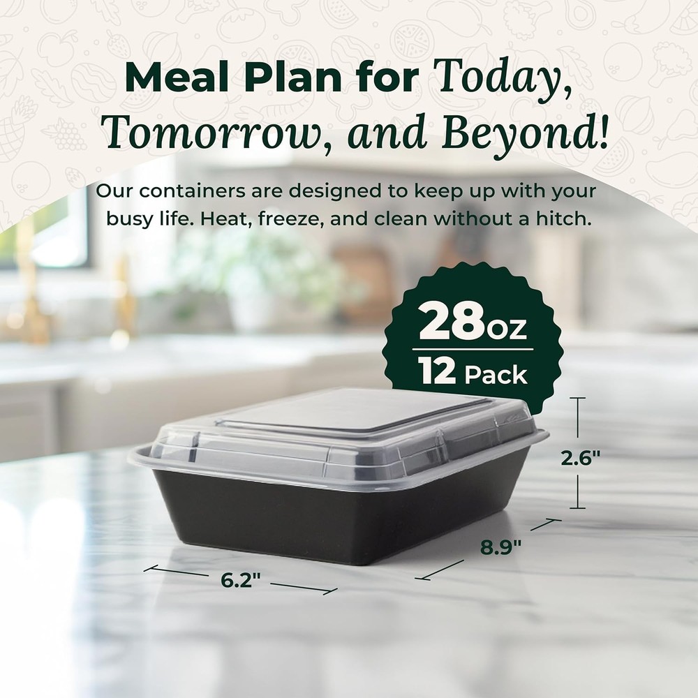 Enther Meal Prep Containers 12 Pack 1 Compartment 12 1