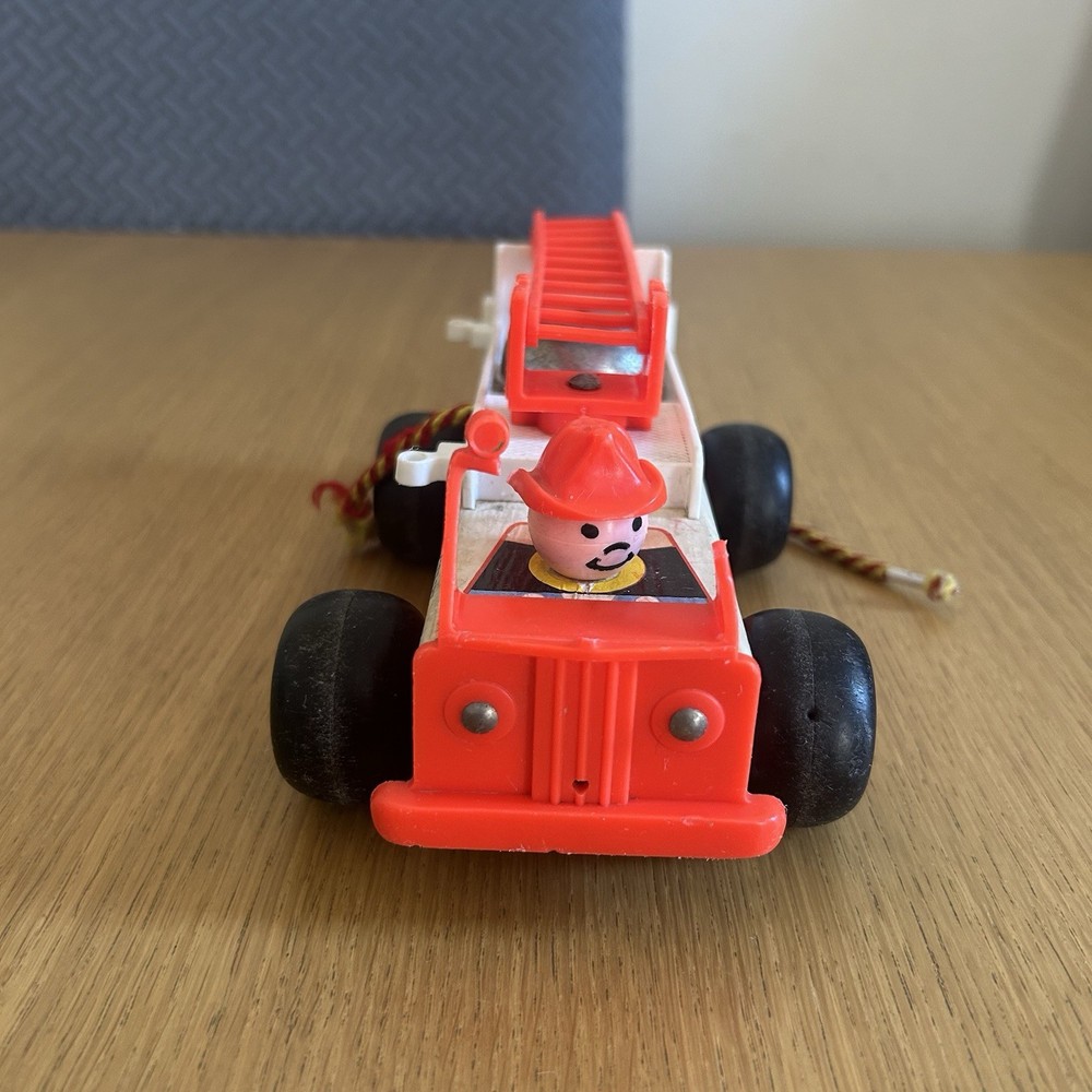 Fisher Price Fire Engine 720 Vintage Pull Along With Figure 1968