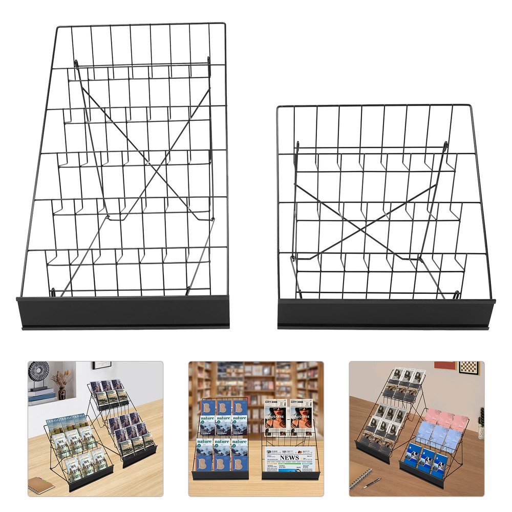2 Set Wire Display Rack 4 And 6 Tiered Book Display Stand For Library Office