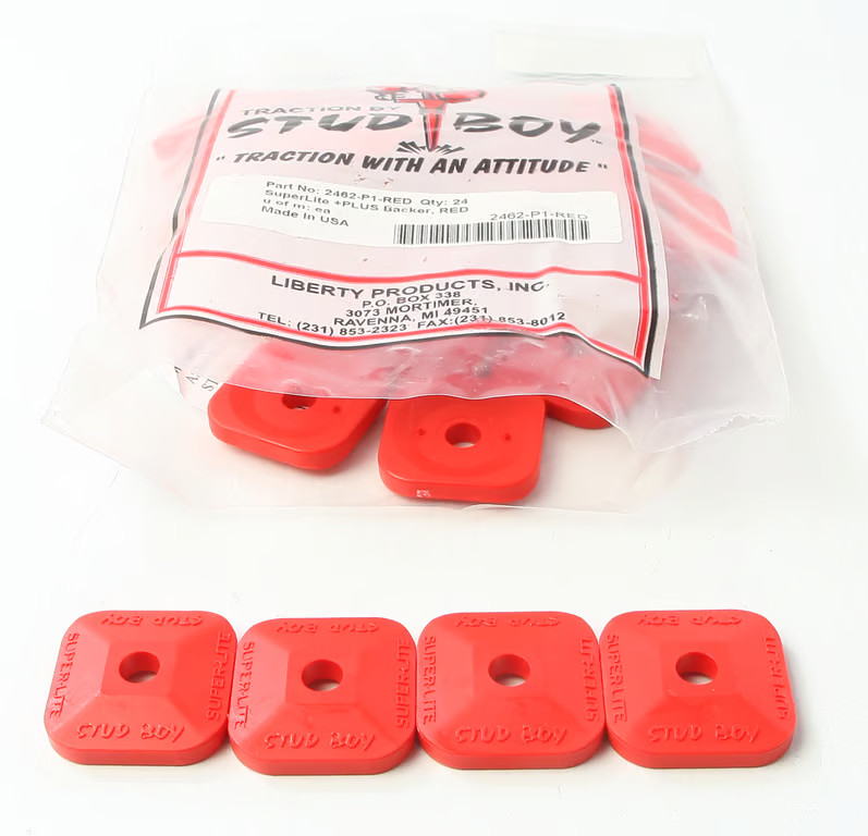 Stud Boy Super-Lite Plus Single Backer Plates - Red - 24 Pack Snowmobile