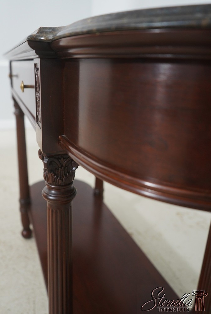 71992: HARDEN Marble Top Cherry 1 Drawer Console Serving Table
