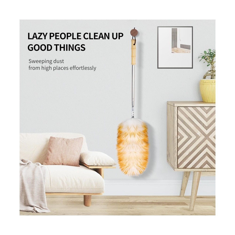 Feathers Duster,Long Telescoping Lambswool Dusters with Stainless S... Fast Ship