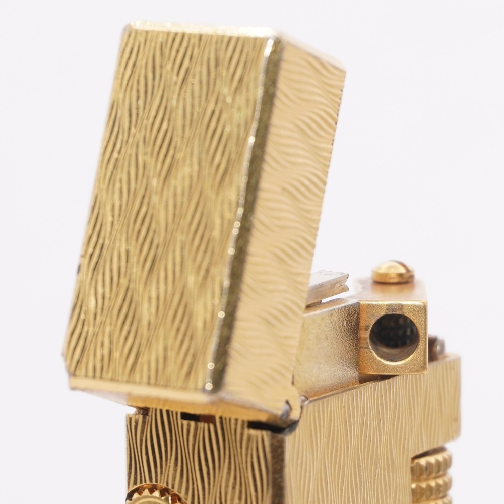 Dunhill Rollagas Lighter Gold CHEVRON Pattern-Ultrasonically cleaned_Working