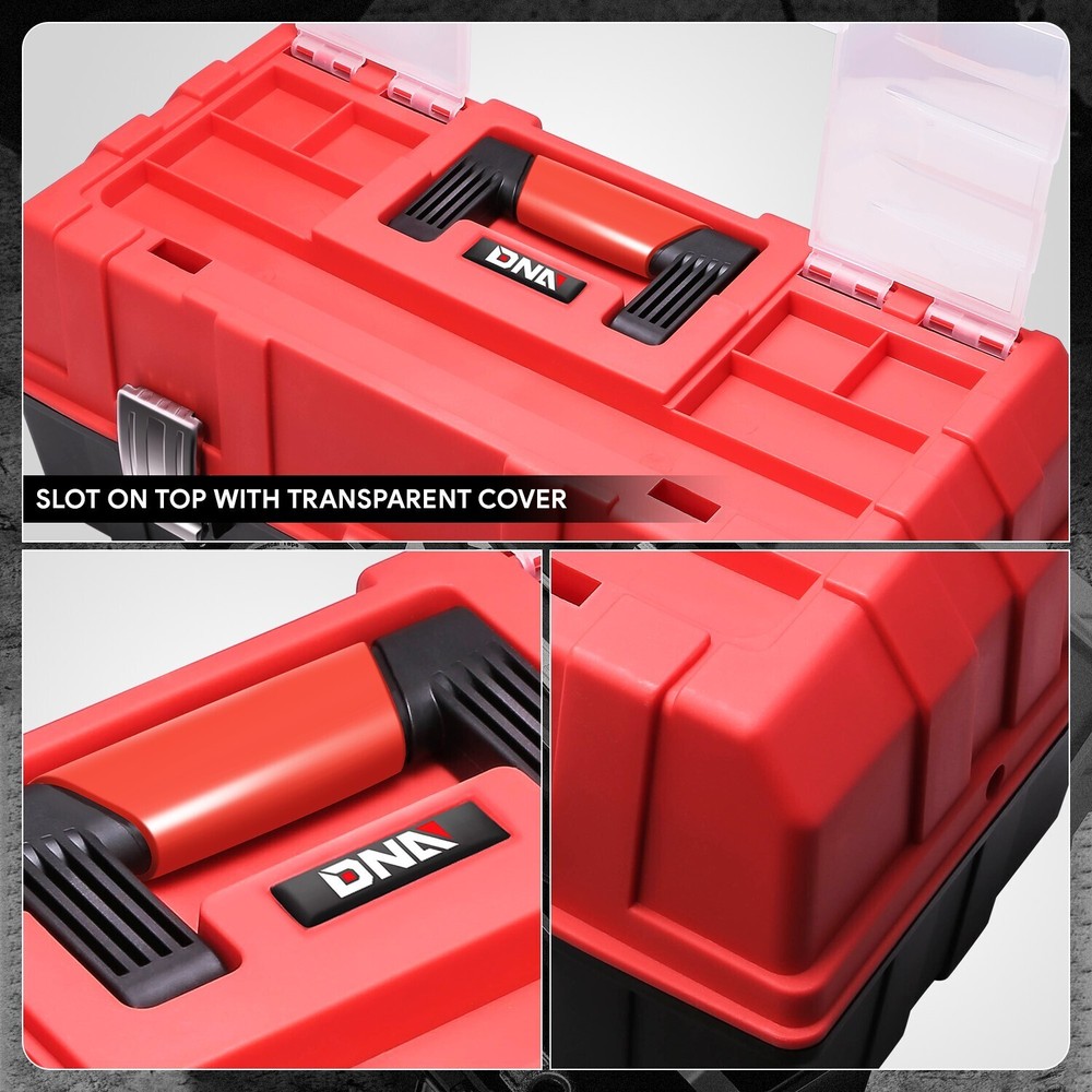 Workshop Garage Lockable 17" 3-Drawer Plastic Tool Box Organizer Storage Red
