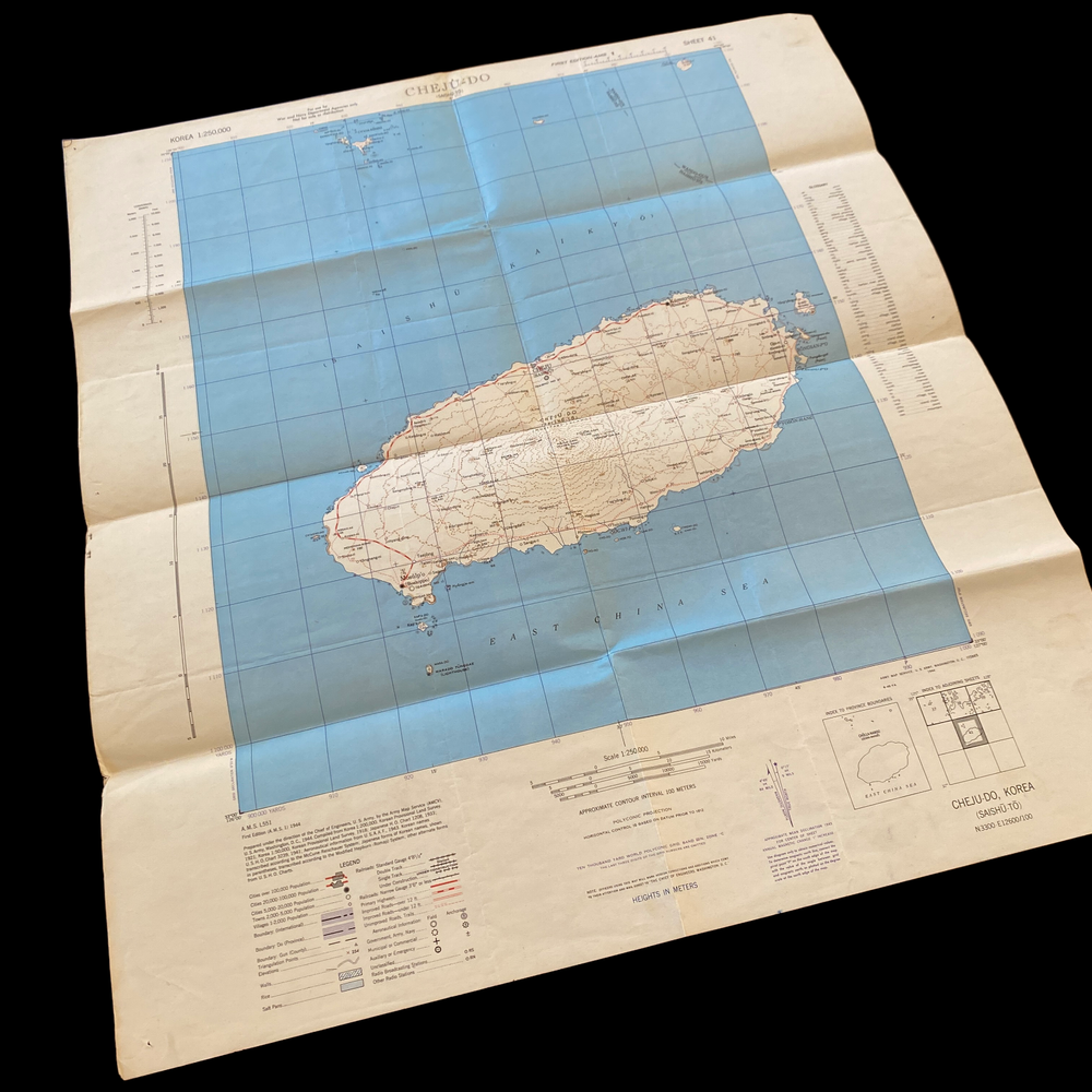 WWII 1944 Dated Cheju-do, Korea US Pacific Theater Combat Operations Map