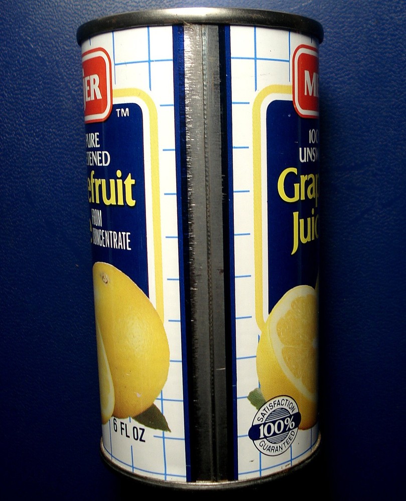 BOTTOM OPENED 6 OZ MEIJER GRAPEFRUIT JUICE CAN