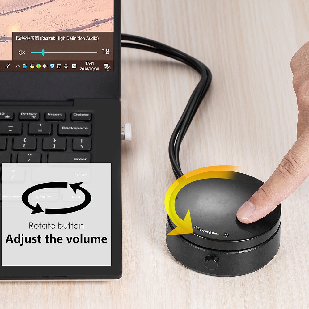 Audio Volume Controller with Microphone & Headphone Switcher Volume Control Knob